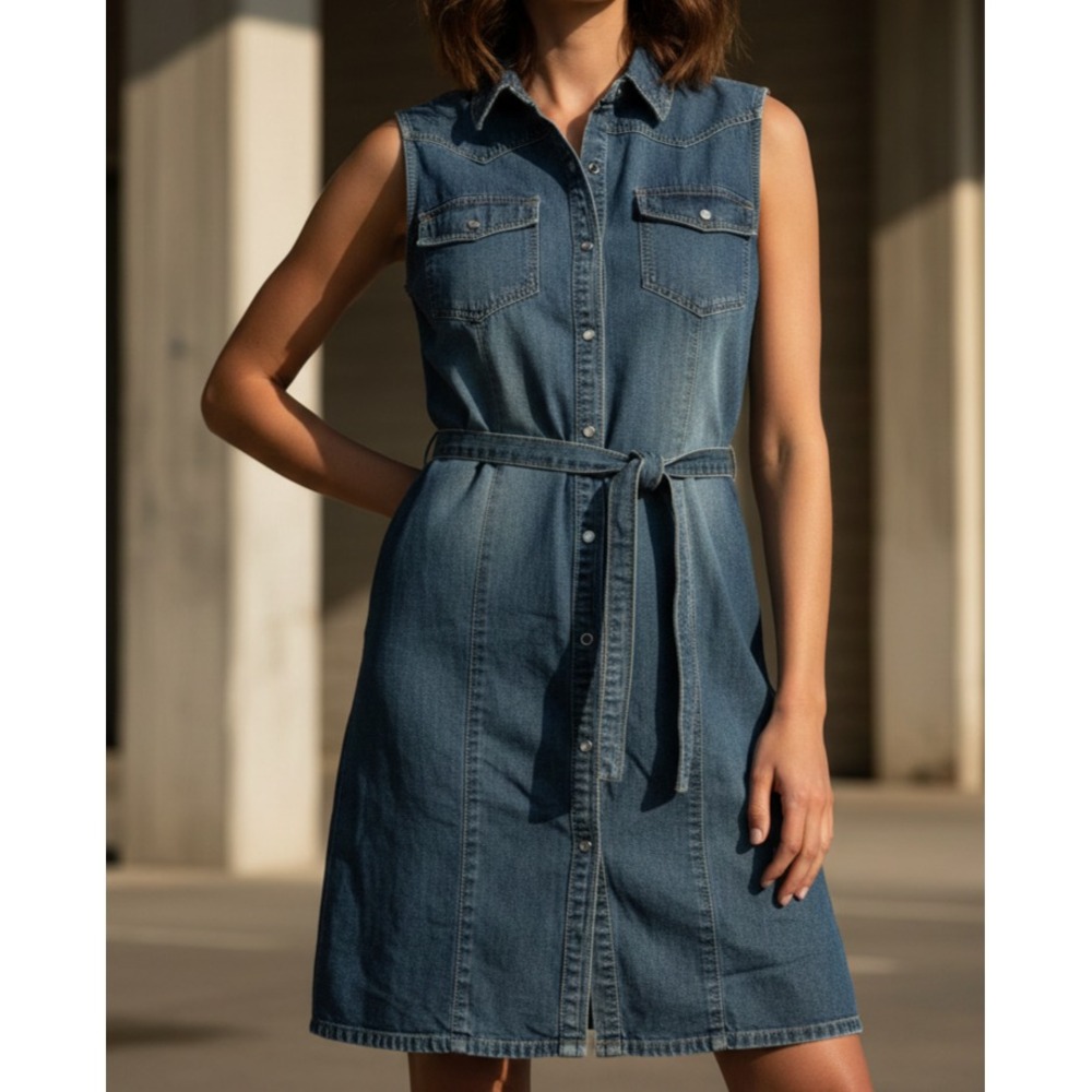 Polo Jeans Co. Ralph Lauren Denim Midi Dress Women's‎ Size 4 Blue Vintage Y2K